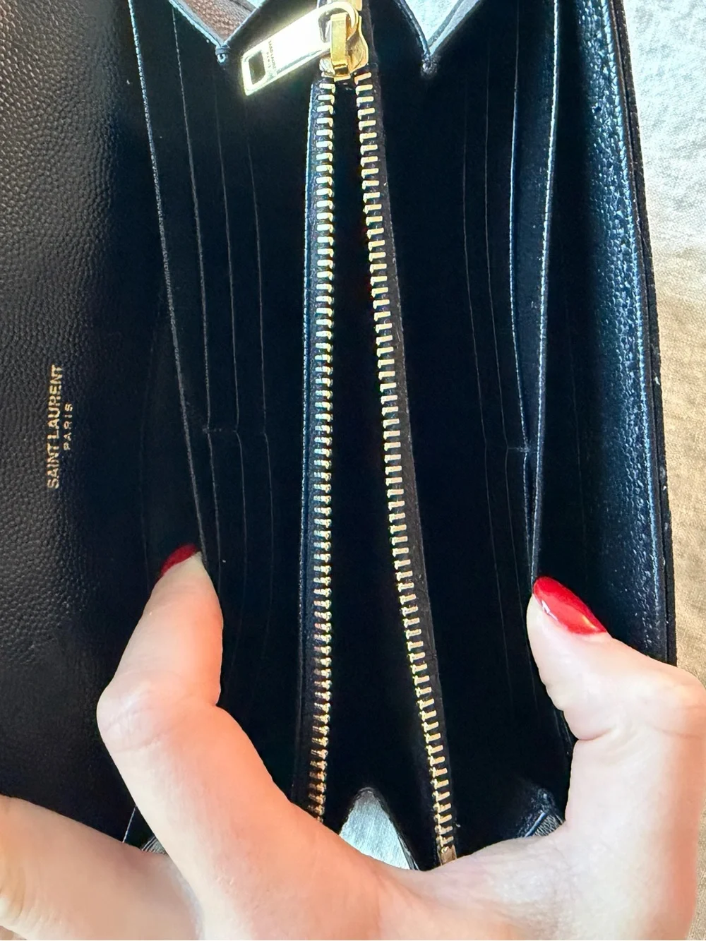 Saint Laurent Black Quilted Envelope Wallet with Gold YSL Logo - Picture 4 of 8
